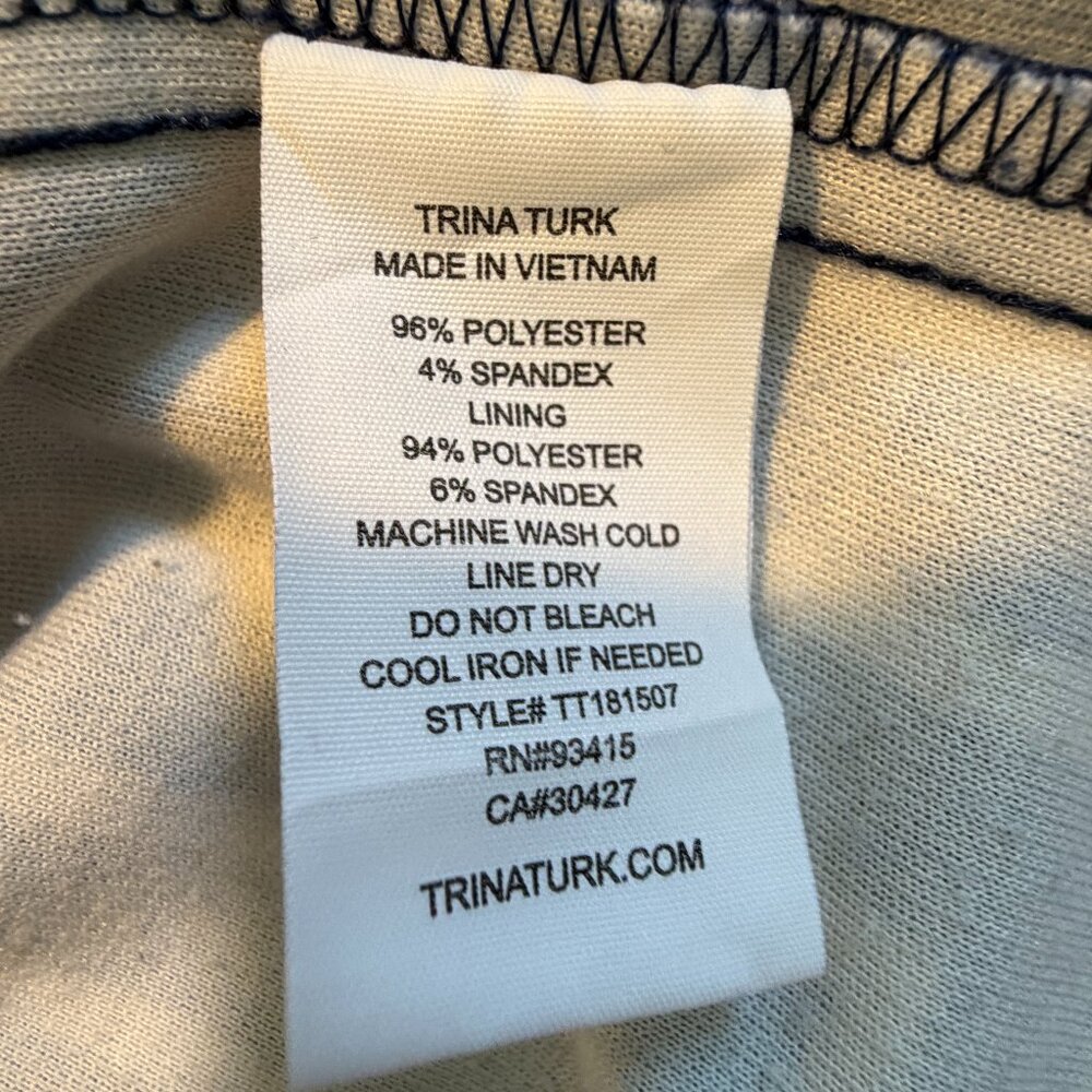 TRINA TURK Zap Geometric Short Sleeve Shift Dress Blue White Large - Picture 12 of 12